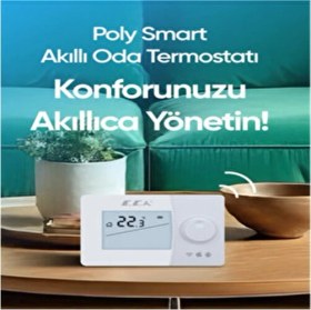Resim E.C.A Poly Smart Kablosuz Akıllı Oda Termostatı 7006903011 Beyaz Renk Mekanik Kontrol Paneli 