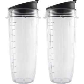 Resim Luminnaly Nutri Ninja Auto-Iq 1000W ve Çift Blender Için 32 Onsluk Kapalı Kapaklı Bardak Ninja Yedek Parçaları ve Aksesuarları (Yurt Dışından) 