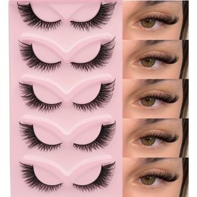 Resim 5 Çift Uzun Kedi Gözü Takma Kirpik - Dramatik Hacimli, Doğal Parlaklıkta Uzatılmış Kirpikler - Günlük ve Özel Etkinlikler İçin Yeniden Kullanılabilir Şerit Kirpikler - Başlangıç Dostu Makyaj için Dikkat Çekici Görünüm, Büyüleyici Kirpik Stili 