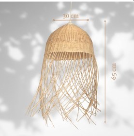 Resim Kos Rattan Bambu Saçaklı Avize Bambu 