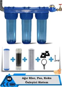 Resim Daire Bina Sayaç Girişi 10" İnc 3 Aşama Su Arıtma Cihazı ( Koku ,klor Pas,tortu Önleyici Yumuşatma Sistemi ) 