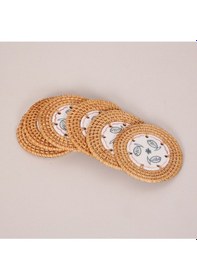 Resim 3 Balık 6'lı Doğal Rattan Ve El Yapımı Seramikli Bardak Altlığı Diğer 