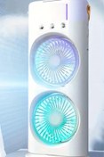 Resim BGGTech Taşınabilir Buzlu Mini Klima Fan RGB Ledli 600ml Su Hazneli Sessiz Vantilatör 