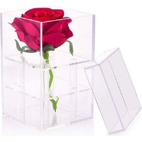 Resim Kare Şeffaf Akrilik Hediye Kutusu Çiçek Kutusu 