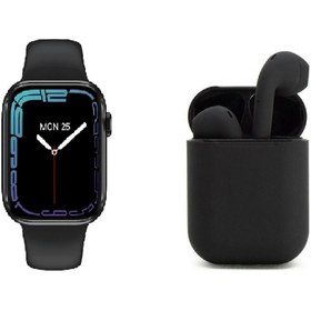 Resim BGGTech Watch 7 Series Smart Watch Akıllı Saat Ve I12 Kablosuz Bluetooth Kulaklık Iphone 11 Pro Max Uyumlu 