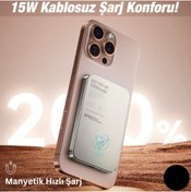 Resim ACL 5000 mah Powerbank Kablosuz Şarj Cihazı Iphone Uyumlu Wireless Şarj, manyetik hızlı şarj, Siyah 