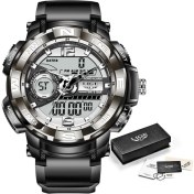 Resim Hanyang Tüm Siyah Lıge Erkek Saatler Askeri 50 M Su Geçirmez Spor Kronometre Alarm LED Dijital Saat Erkekler Büyük Arama Saati Erkek Relogio Masculino (Yurt Dışından) 