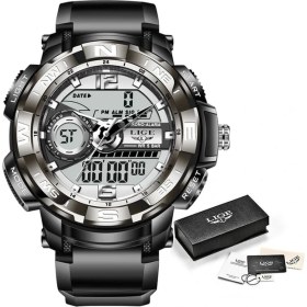 Resim Hanyang Tüm Siyah Lıge Erkek Saatler Askeri 50 M Su Geçirmez Spor Kronometre Alarm LED Dijital Saat Erkekler Büyük Arama Saati Erkek Relogio Masculino (Yurt Dışından) 