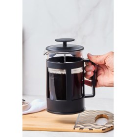 Resim UltraMint 600 ml Siyah Borosilikat Cam French Press ile Zengin Kahve Deneyimi 