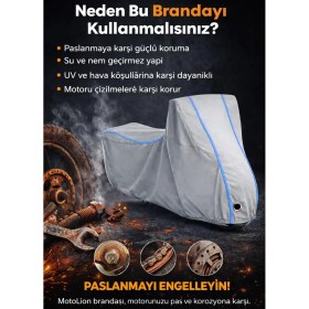 Resim Autolion Voge Sr1 Adv Gri-Mavi Dikişli Kilitli)Motor Brandası Motosiklet Örtüsü 