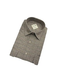 Resim Klasik %100 Cotton Uzun Kollu Terletmeyen Kışlık Flanel Terletmeyen Gömlek Regular Kalıp Kahverengi 