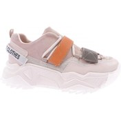 Resim Dgn Kadın Mega Kalın Taban Simli Cırtlı Sneakers Ayakkabı Bej Multi 762513138 