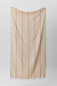 Resim Smyrna Keten Peştemal - 90x170 cm / Loş Kırmızı/Off White 