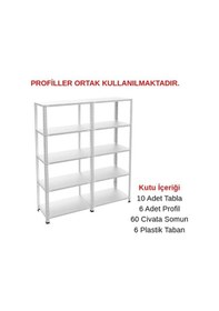 Resim 5 Katlı Duble Galvaniz Çelik Raf - Depo, Arşiv, Kiler, Dosya, Market Rafı 59x60 Cm-200 Cm-1.50 Mm Metalik 