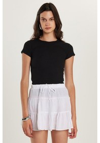 Resim Tudors Kadın Slim Fit Dar Kesim Bisiklet Yaka Modal Kumaş Siyah Bluz-34668 Siyah 