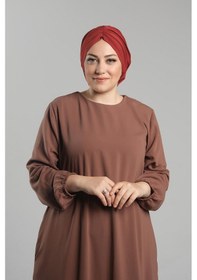 Resim Hürrem Bone Kiremit Pratik Hazır Geçmeli Tesettür Bone Sandy Büzgülü Salaş 2119 05 Kiremit 