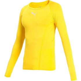 Resim Puma Liga Baselayer Tee Ls Erkek Futbol Antrenman Tişörtü 65592006 Sarı 