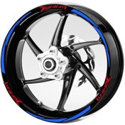 Resim Kırmızı Dominar Yazıl 3 Parçalı Reflektif Mavi Jant Şeridi 