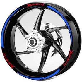 Resim Kırmızı Dominar Yazıl 3 Parçalı Reflektif Mavi Jant Şeridi 