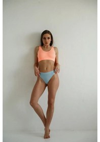 Resim Navelli Model Düz Desensiz Örme Model Yumuşak Dikişli Spor String Külot Açık Mavi Renk Açık Mavi 