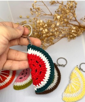 Örgü Amigurumi Karpuz Anahtarlık