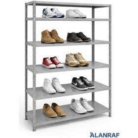 Resim 6 Katlı Galvaniz Çelik Gri Renkli Ayakkabılık Rafı 31x75x150cm 