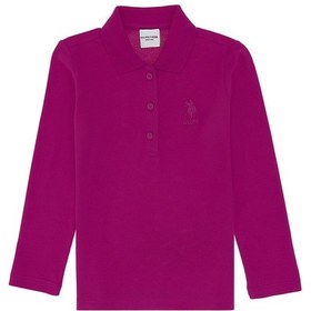 Resim U.S. Polo Assn. Kız Çocuk Fuşya Polo Yaka Basic Sweatshirt 50316836-VR023 