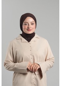 Resim Hürrem Bone Kahve Pratik Hazır Geçmeli Tesettür Eşarp Sandy Arkadan Çıtçıtlı Piliseli Hijab 2406 14 Kahve 