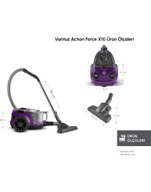 Resim Karaca Vantuz Action Force X10 2 Lt Toz Torbasız Hazneli Elektrikli Süpürge Royal Purple 899 W 
