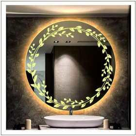 Resim DNR Mirror 90 Cm Günışığı Ledli Tasarım Kumlamalı Banyo Aynası Makyaj Aynası Işıklı Ayna 