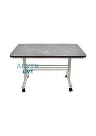 Resim Renk Renk Mermer Desenli Tekerlekli Orta Sehpa Metal Ayaklı Masa (482476833) 