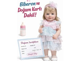 Resim PopŞeker Gerçekçi Oyuncak Bebek - 55 cm Tam Vücut Yumuşak Jel Reborn Bebek Seti 