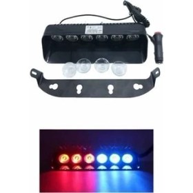 Resim Vendor Tuning Vendortuning Araç Içi Vantuzlu Çakar Lamba Kırmızı - Mavi Renk 6 LED 12V 