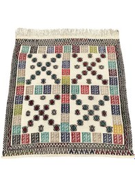 Resim El Dokuma Dekoratif Kilim 80x85 Renkli Küçük Kilim 
