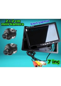 Resim 2 Adet 19 Mm Mini Ultra Araç Kamerası Ve 7'' Qled Ips Ekran 12v 