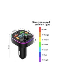 Resim Bluetooth Car Adapter Bluetooth 5.0 Fm Radio Transmitter Radio Adapter Car Kit Bluetooth Car Charger Adapter Pd+qc3.0 Black 