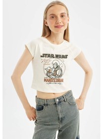 Resim DeFacto Coool Star Wars-Mandalorian Oversize Geniş Kalıp Bisiklet Yaka Kısa Kollu Tişört D1315AX24SMER98 