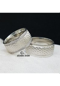 Resim Cnc Zeminli Çift Gümüş Alyans 