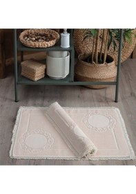 Resim Püskül Dantelli Ayak Havlusu 50x70 Cm -2 Adet Bej Bej 