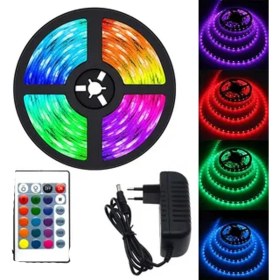 Resim Gampus Kumandalı Işıldak Rgb Şerit LED Lamba: 5 Metre, Iç ve Dış Mekan, Silikon, Yapışkanlı 
