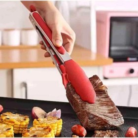 Resim 3b Trend Metal Kızartma Maşası Silikon Uçlu Maşa Kırmızı Renk 