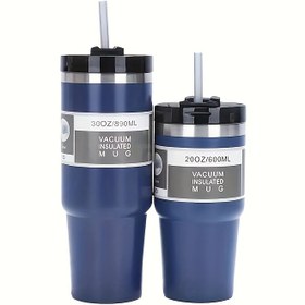 Resim 1 Adet 304 Paslanmaz Çelik Tumbler (20oz/30oz) Paslanmaz Çelik Vakumlu İzole Bardak Tumbler Pipetli 