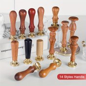 Resim 1 adet Retro Ahşap Mühür Baskı Kolu, 14 Stil Seçeneği, Mühür Gül Ağacı Kolu Baskı Kafası Değiştirilebilir Kolu DIY El Yapımı Sanat El Sanatları ve Düğün Davetiyeleri için 