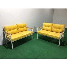 Resim 2+2balkon-bahçe-kafe-çay Seti-koltuk Takımı-oturma Grubu-ofis Koltuğu 2+2 Beyaz Profil Demir Sarı 