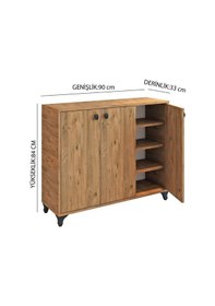 Resim Zeyn Konak 3 Kapaklı Ayakkabılık Çok Amaçlı 3 Kapaklı Dolap Çam Çam 