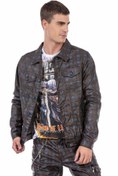 Resim Cipo&Baxx Cj278 Mavi Kareli Jeans Ceket 