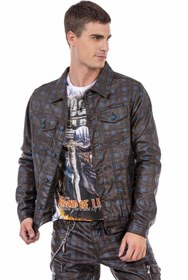 Resim Cipo&Baxx Cj278 Mavi Kareli Jeans Ceket 