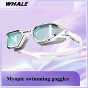 Resim WHALE Profesyonel Miyop (Yakın Görme) Kullanıcılar İçin -2.00 ila -6.00 Reçeteli Yüzme Gözlüğü, Ayarlanabilir Silikon Kayış & Rahat Tasarım, Siyah Beyaz Çerçeve - Yüzme Eğitimi ve Tatil Hediyeleri için İdeal 