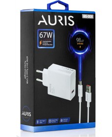 Resim güvenlisepet Auris 67 Watt Hızlı Şarj Aleti Type C Kablo + USB Şarj Başlığı Yüksek Hızlı Şarj Göstergesi Çıkaran 