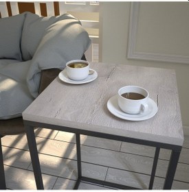 Resim Pure Yan Sehpa & Servis Sehpası Metal Deniz Meşe / Metal Ayaklı 